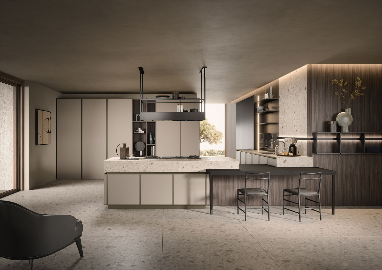 Cucina con anta telaio